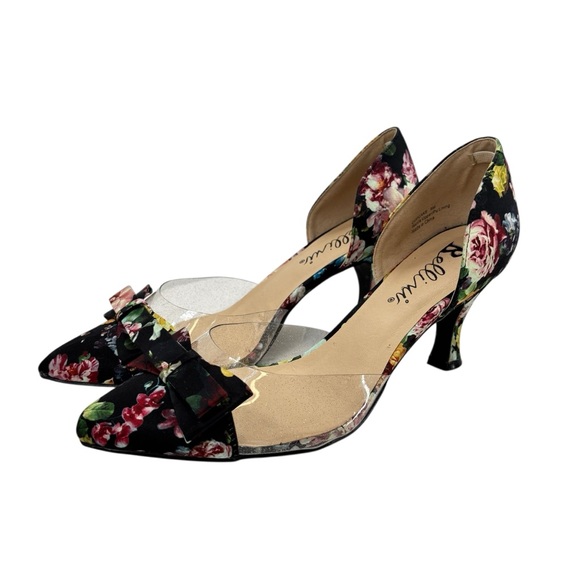 Bellini Cupcake Pump Black Floral Satin Sz. 9 - Picture 3 of 10